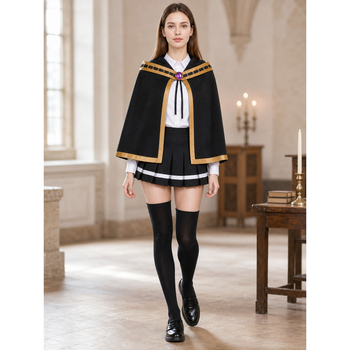 Lihanna Ovinzas Cosplay Costume, Cloak, Shirt, Skirt lifestyle view
