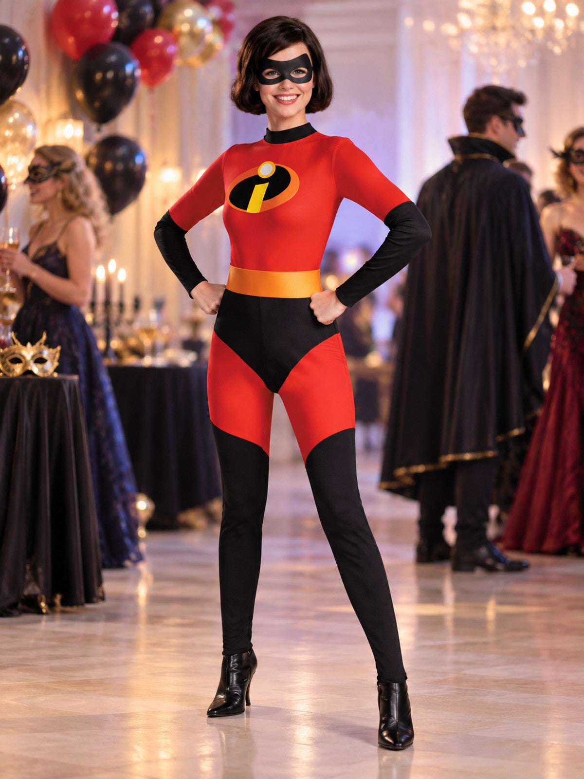Red and Black Superhero Costume with Mask