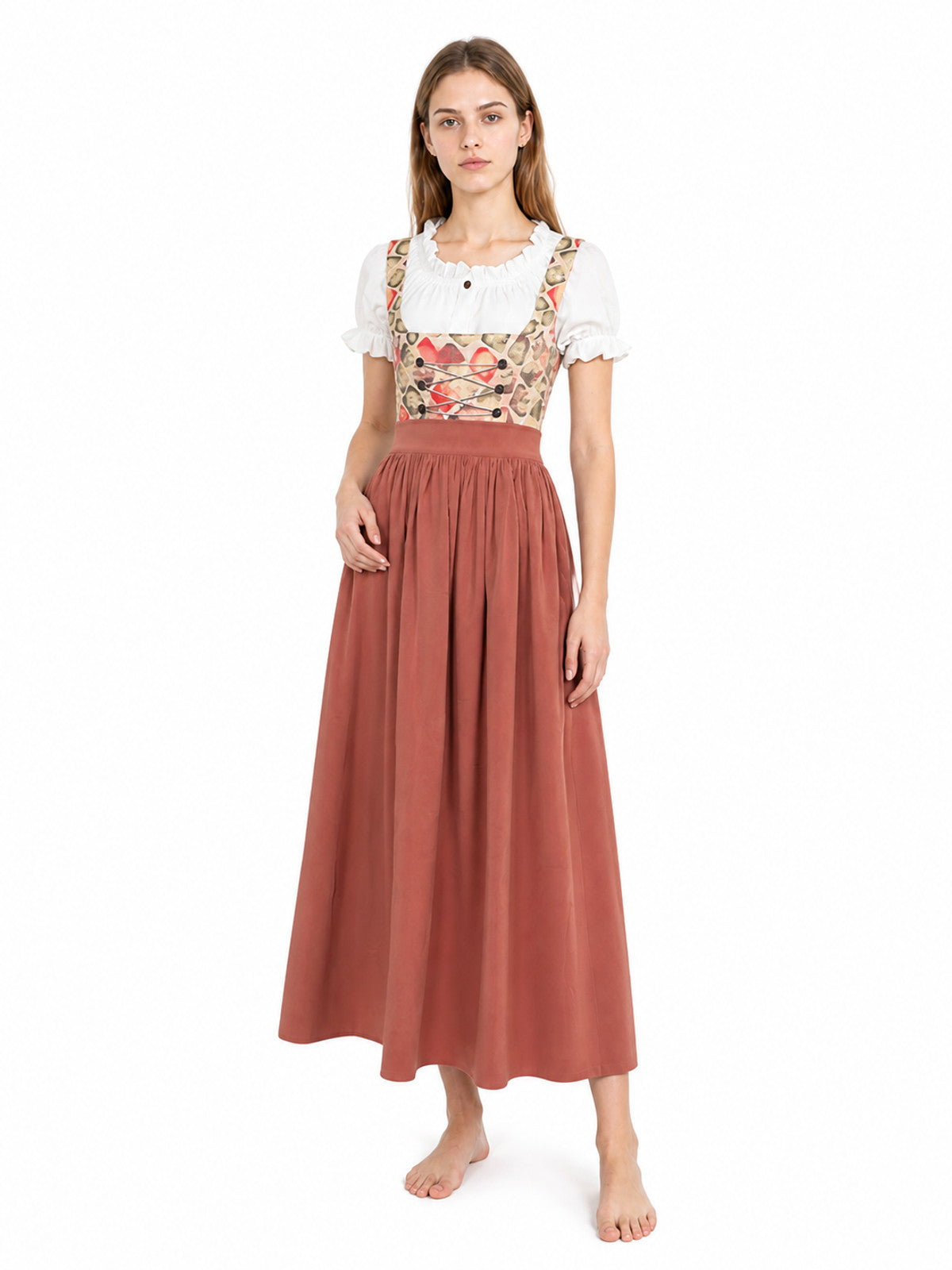 Square-Neck Dress with Puff Sleeves