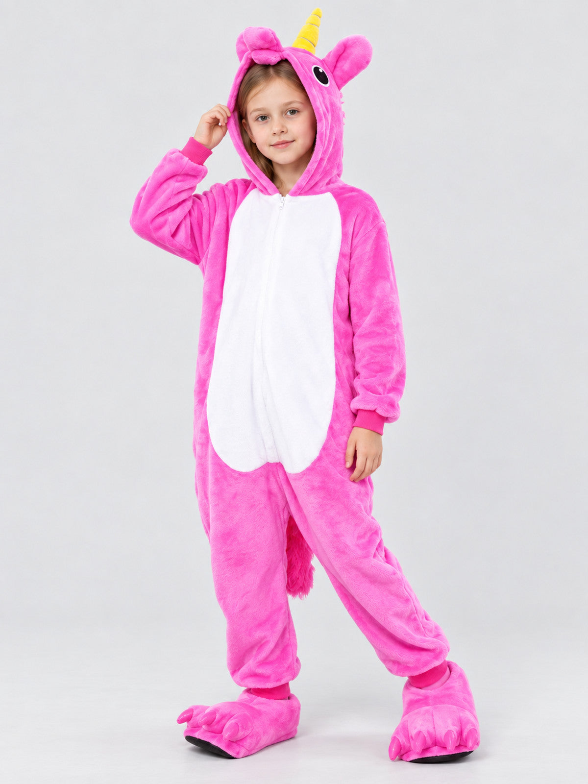 Kids' Unicorn Hooded Pajama Jumpsuit with Tail