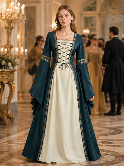 Medieval Dress with Lacing and Flared Sleeves lifestyle view