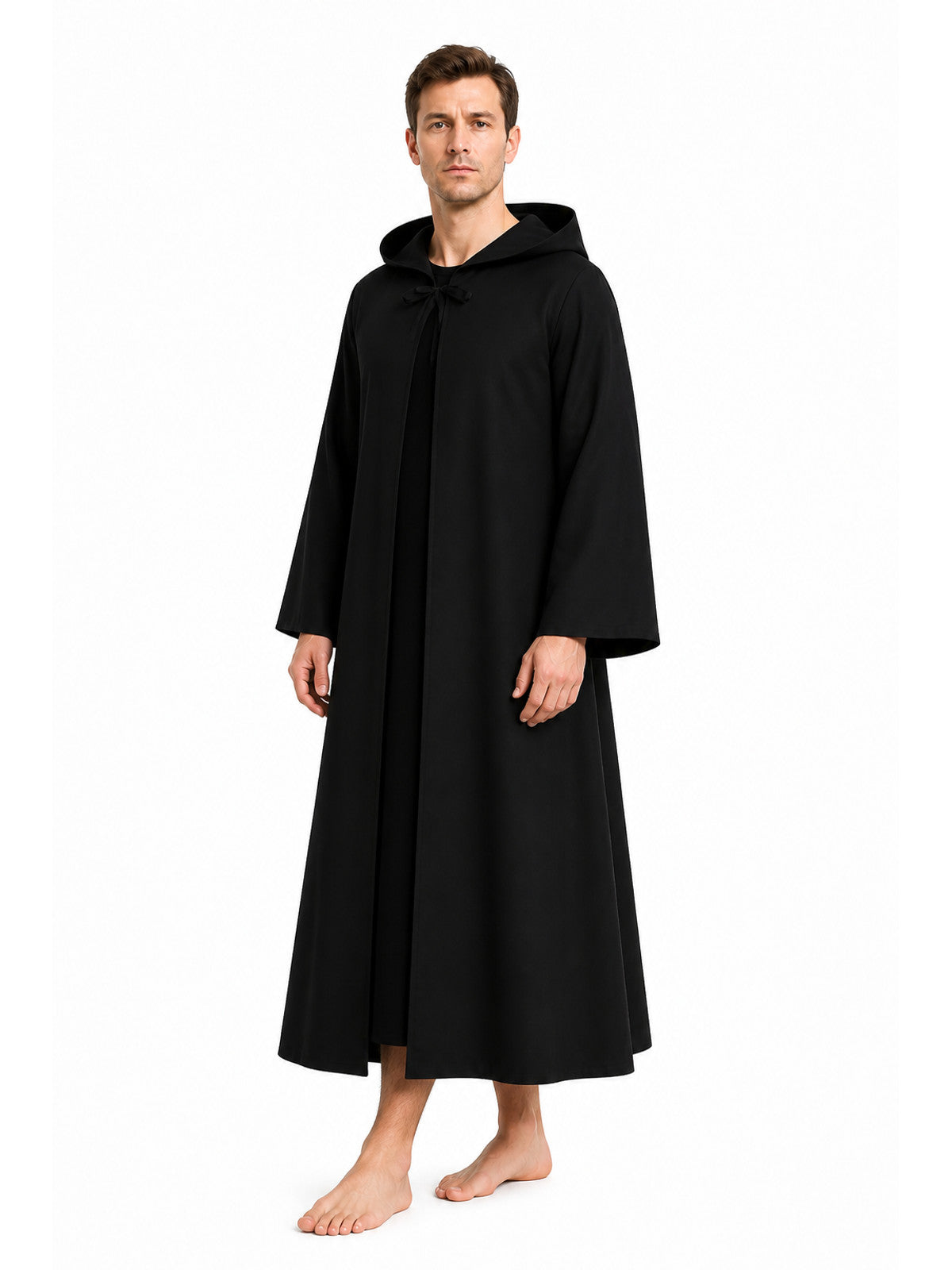 Long black hooded cloak for Jedi cosplay Costume Capes detail