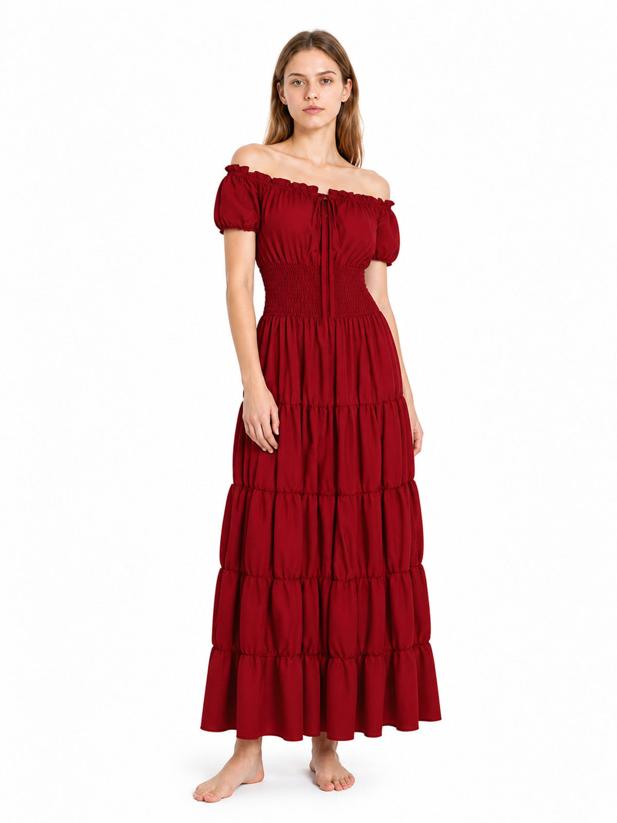 Tiered Off-the-Shoulder Stage Dress
