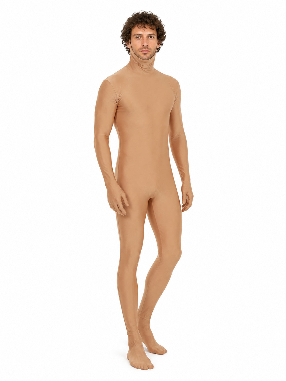 Light Brown Hooded Open-Face Zentai Suit