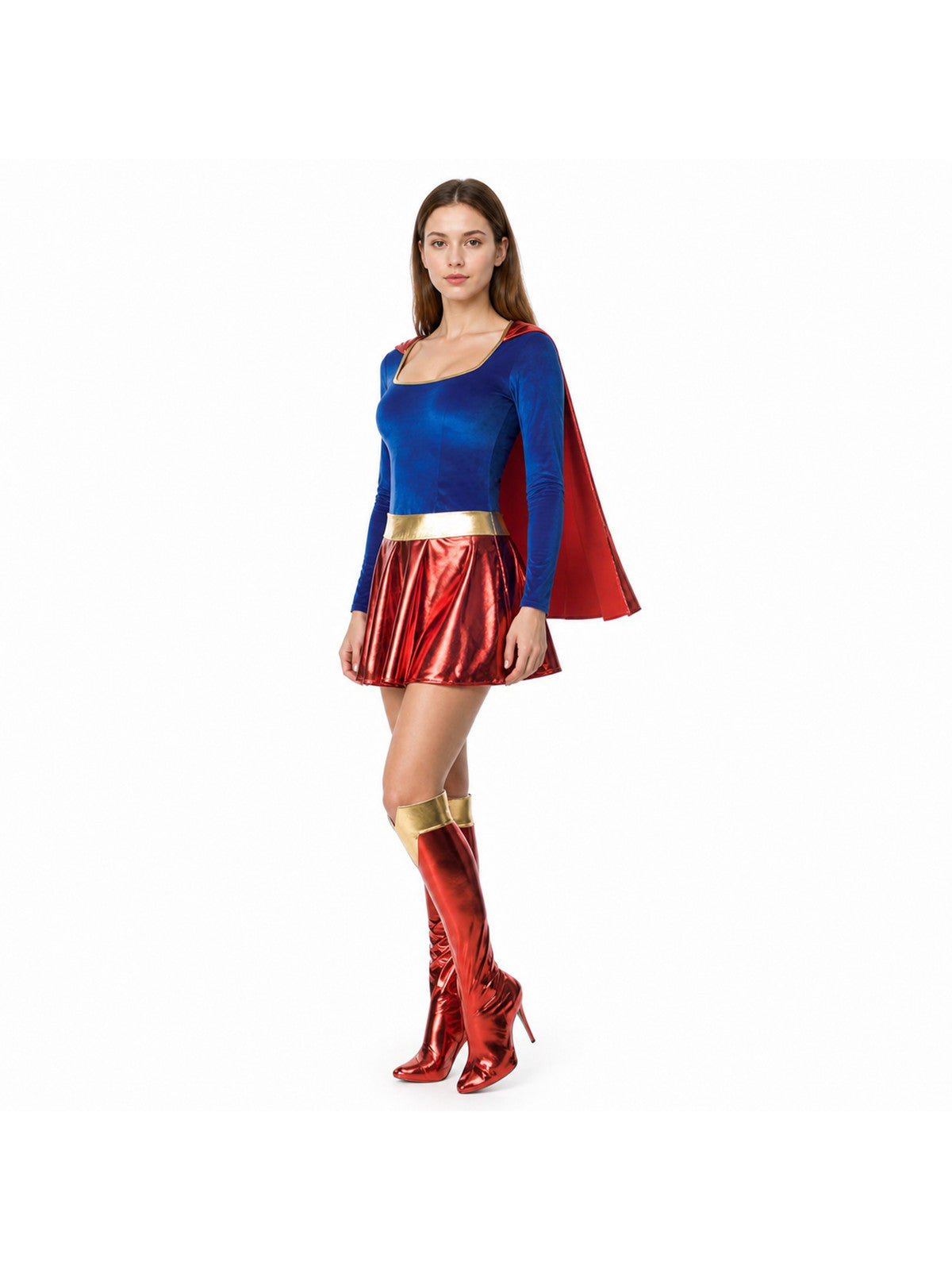 Stage Costume with Cape and Skirt in Red and Blue