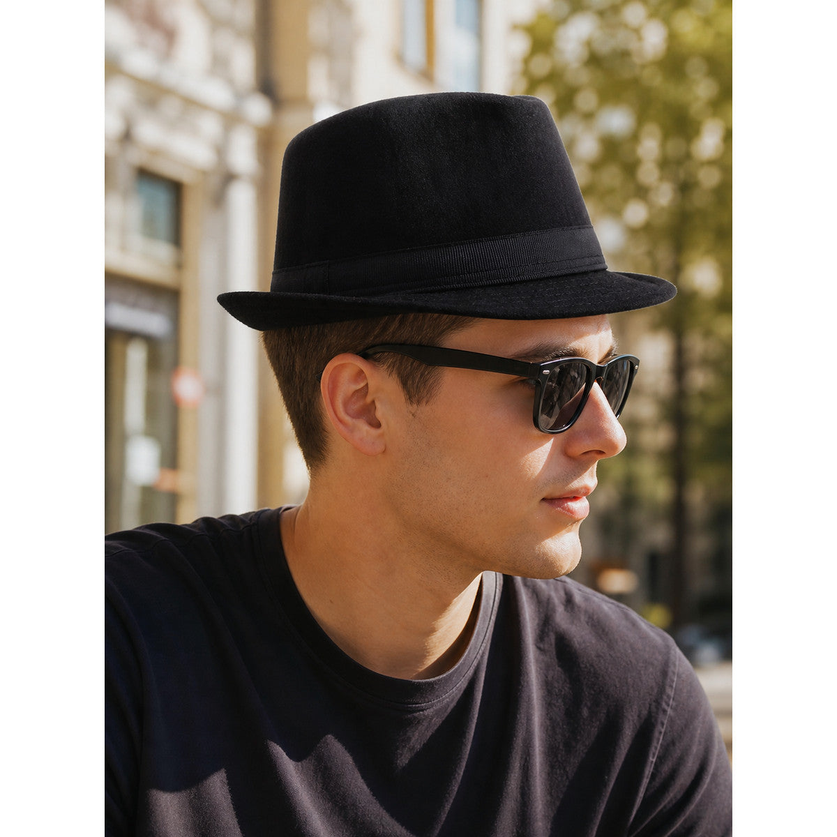 Carnival hat with black ribbon and brim lifestyle