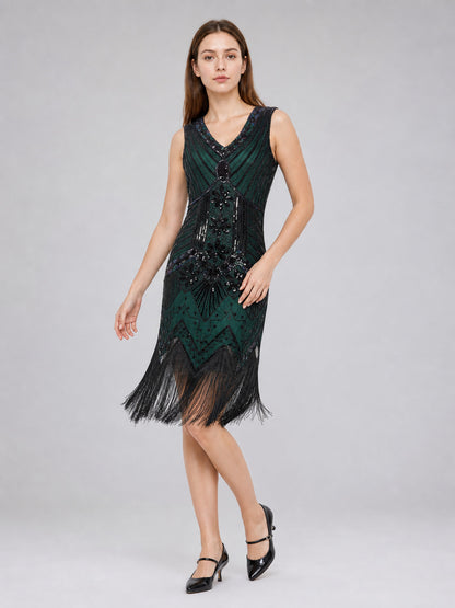 This flapper dress is designed in the Art Deco aesthetic and captures the Costume Dresses detail