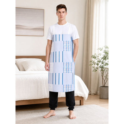 Carnival apron-cape with a blue-and-white pattern lifestyle view