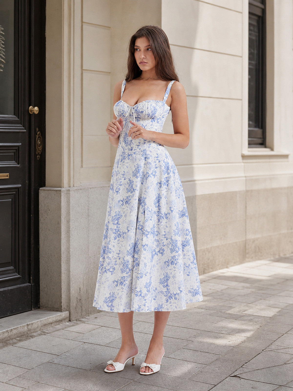 Women's Printed Spaghetti-Strap Midi Dress