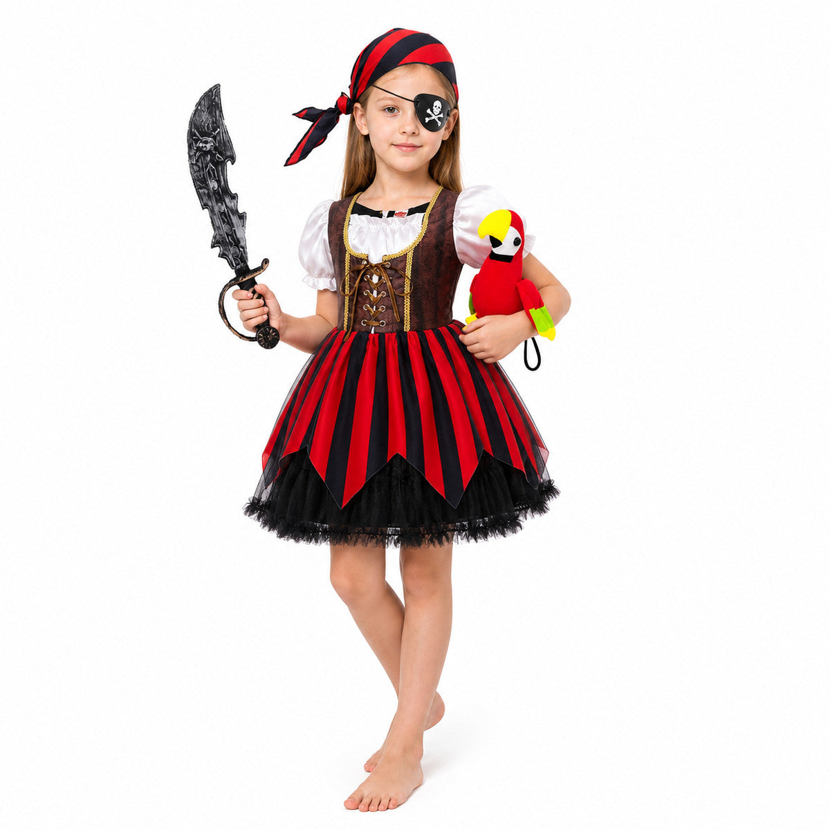Pirate Costume with Striped Skirt and Accessories Costume Accessories detail