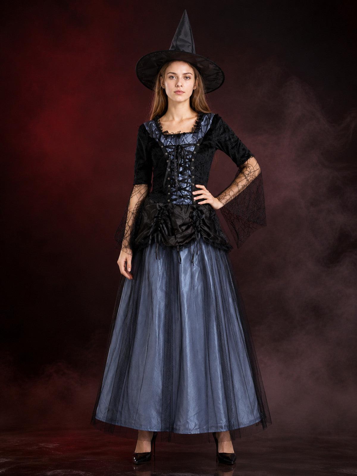 Witch Costume with a Full Skirt and Hat