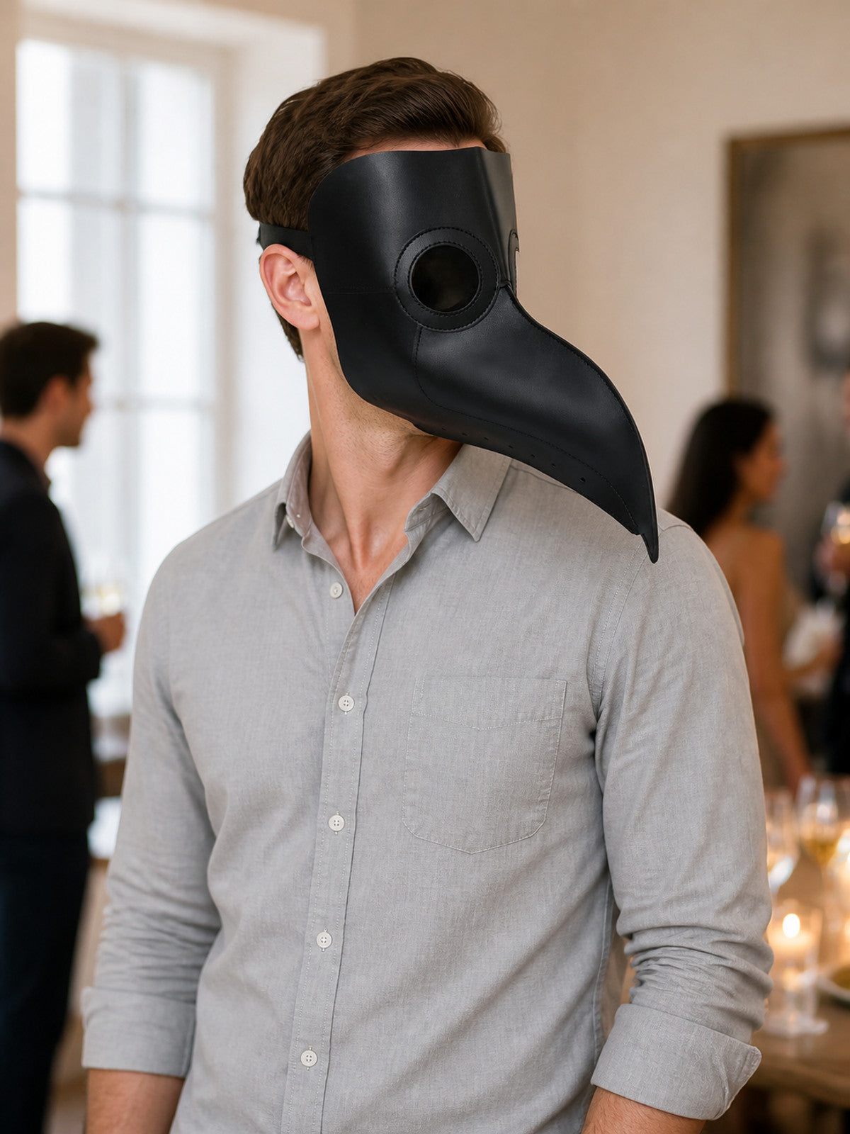 Carnival Headwear: Black Beak Mask lifestyle view