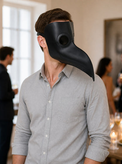 Carnival Headwear: Black Beak Mask lifestyle view