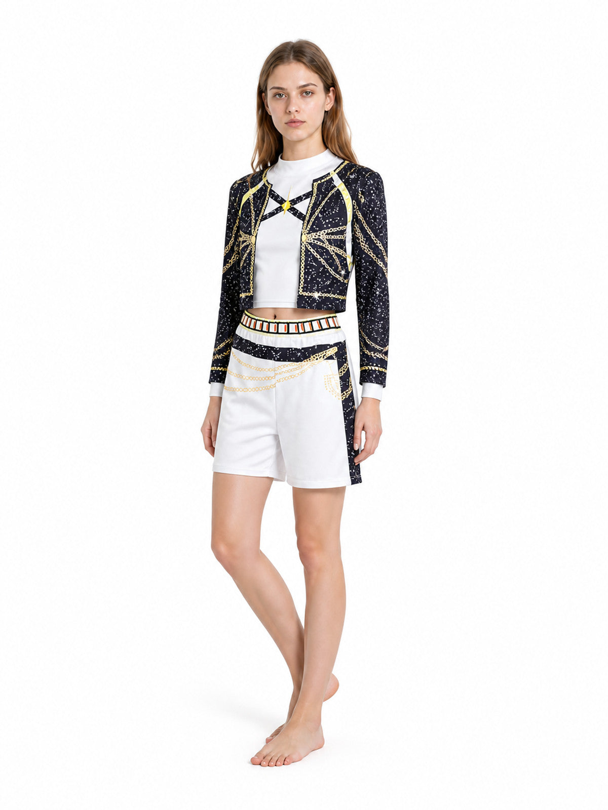 Children’s Black, White, and Gold Costume with Top and Shorts