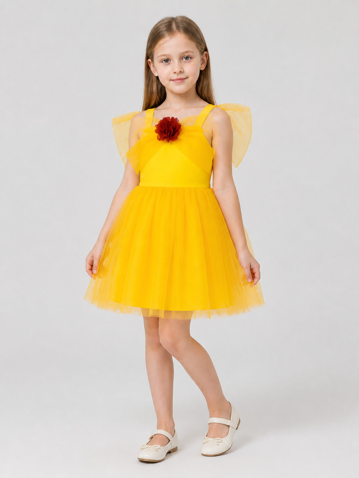 Children's tutu dress, square neckline, flower Costume Dresses detail