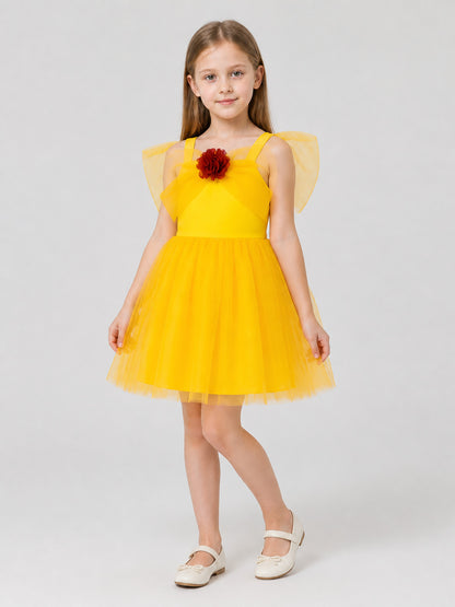 Children's tutu dress, square neckline, flower Costume Dresses detail