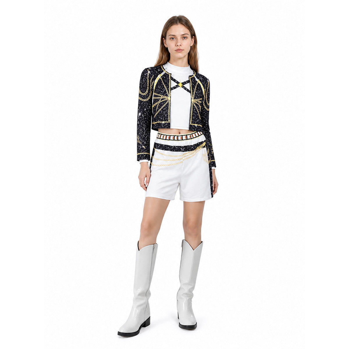 Children’s Demon Hunter Costume, Black, White, and Gold product detail