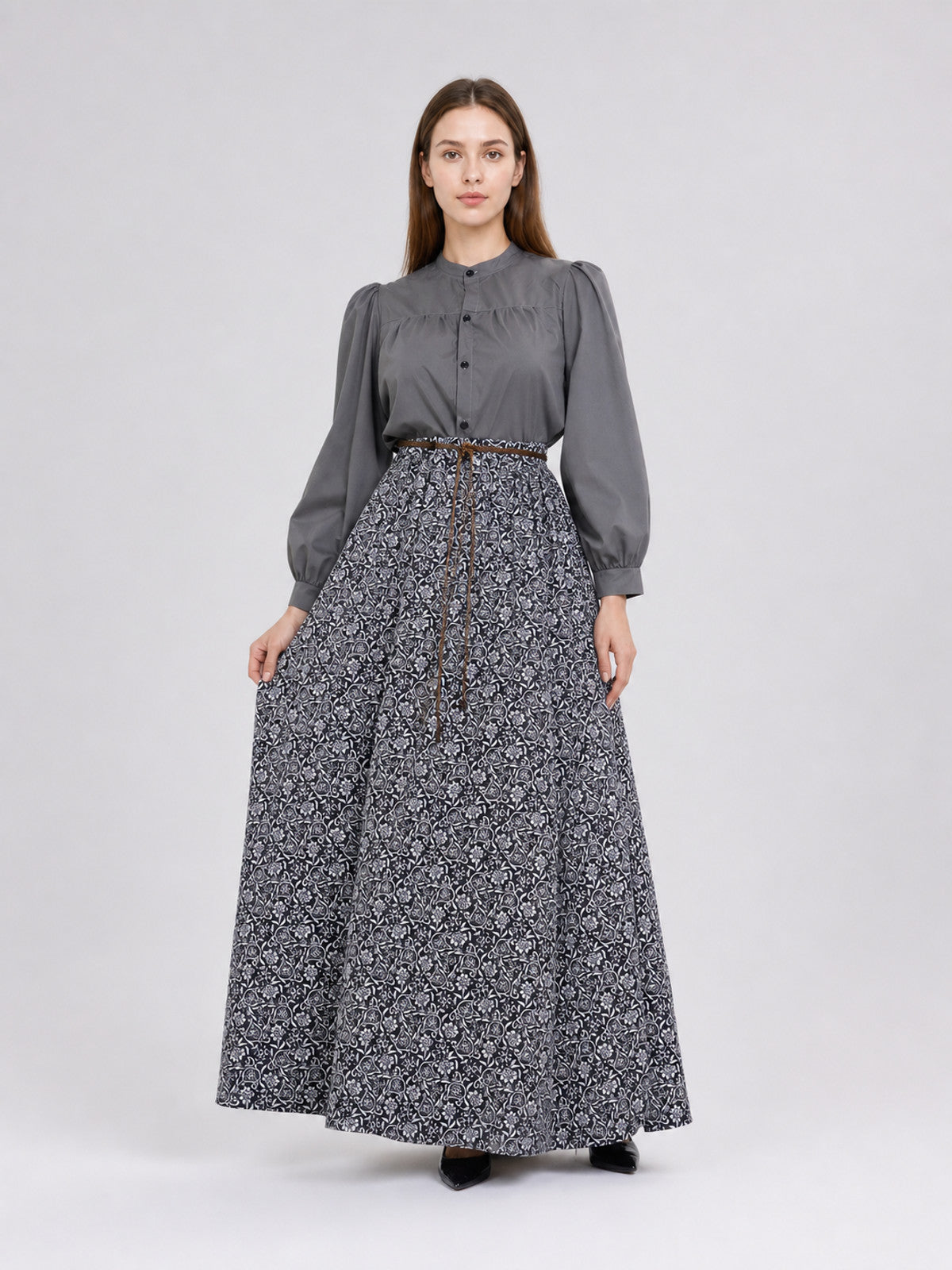 Retro Dress with Stand Collar and Buttons