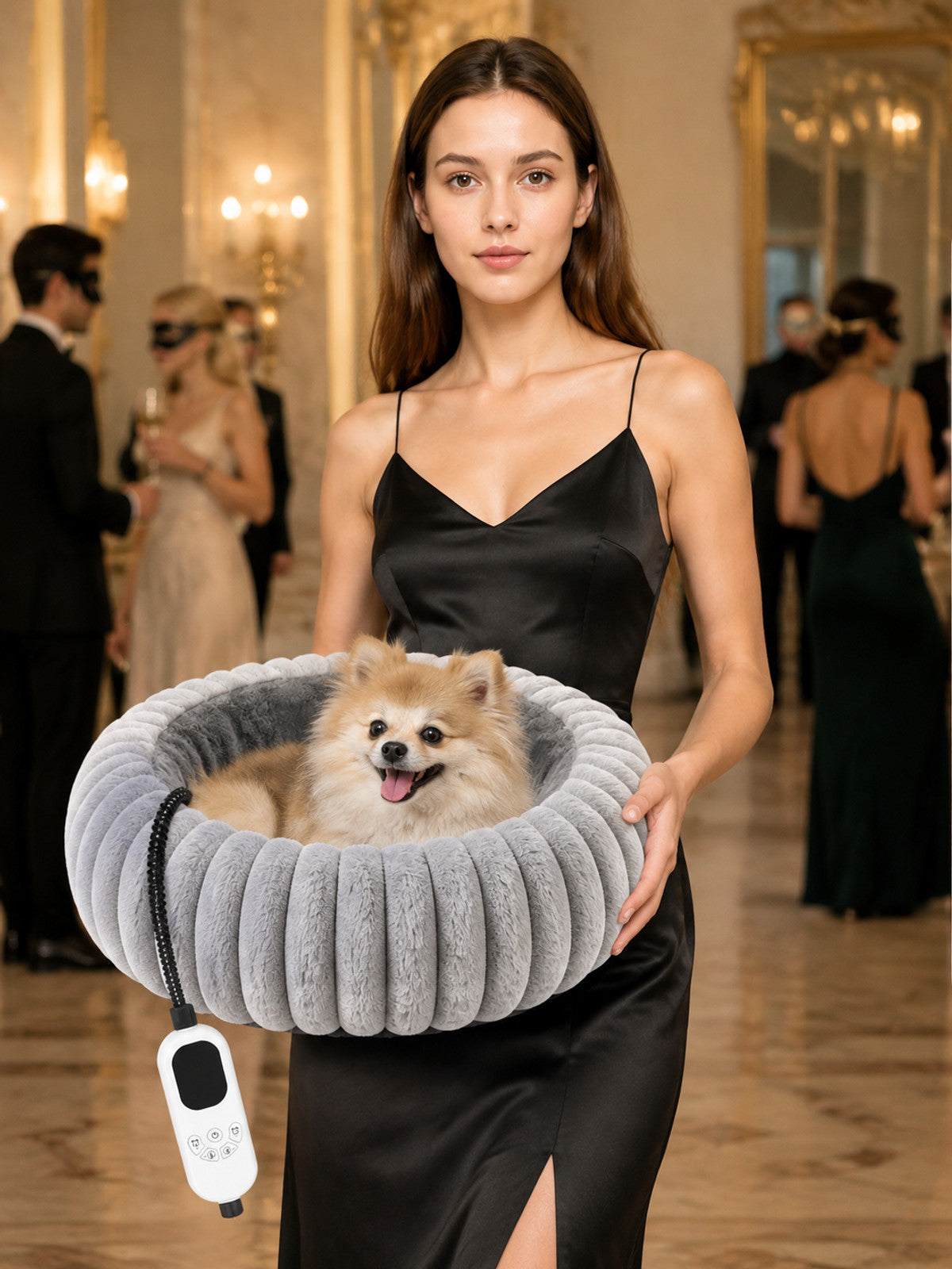 Heated Pet Bed, Gray lifestyle view