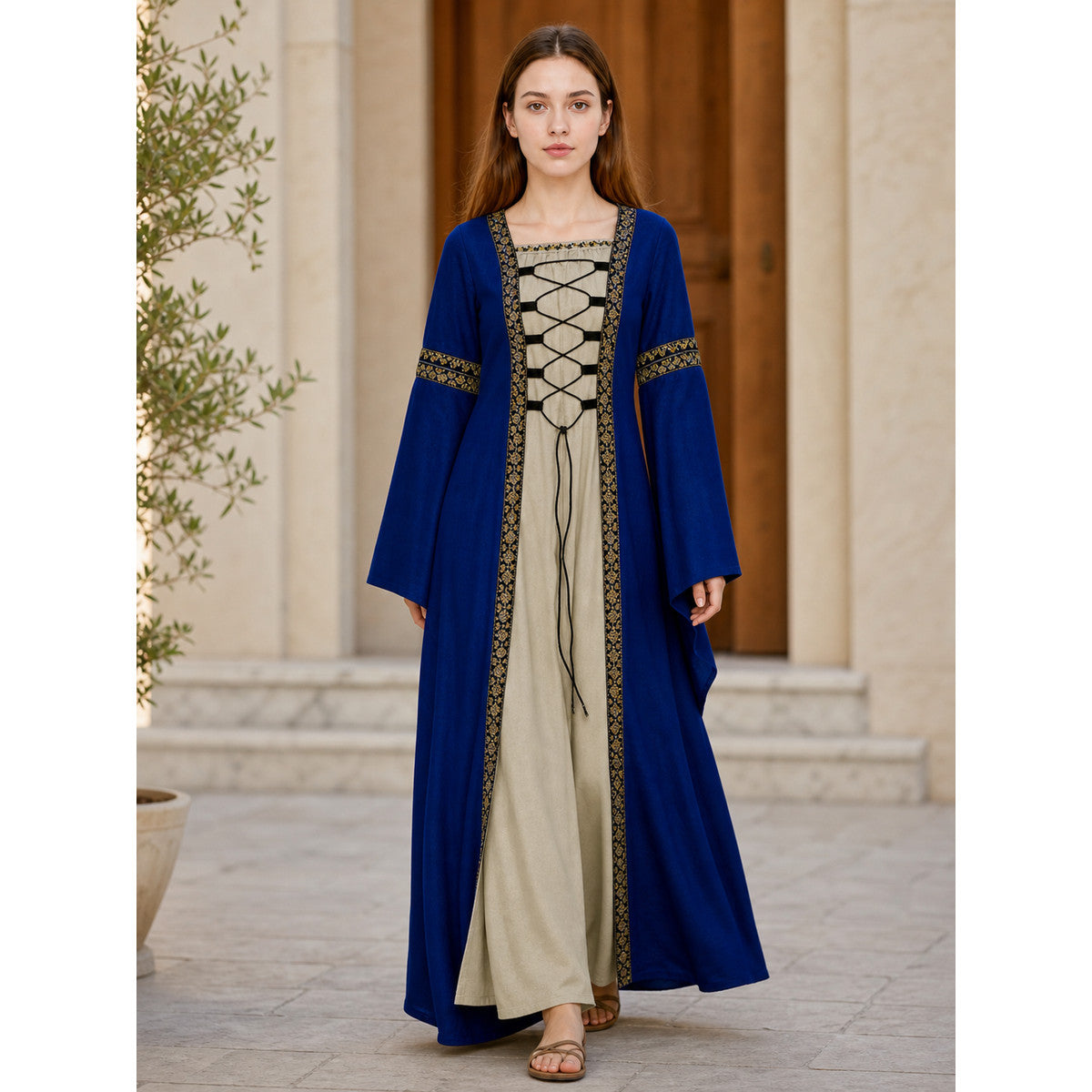 Long Medieval-Style Dress with Lacing lifestyle