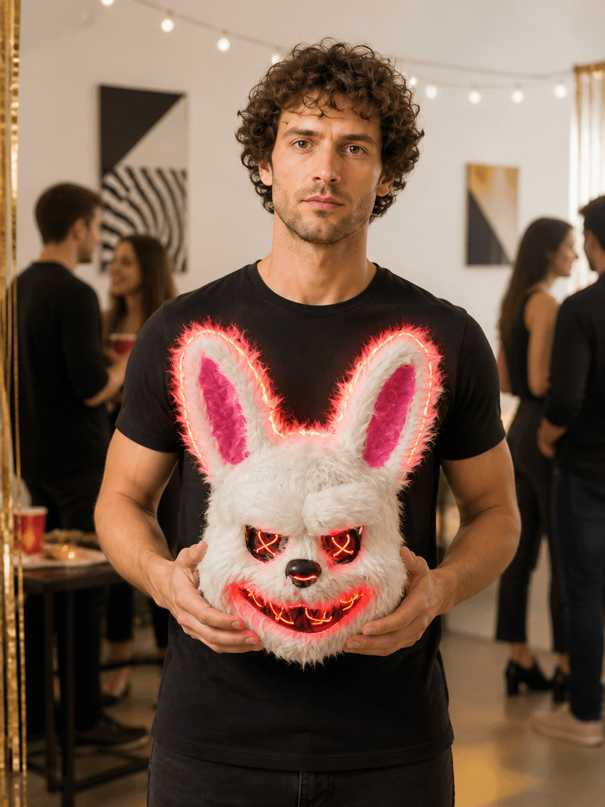Glowing Rabbit Halloween Mask with Ears lifestyle view