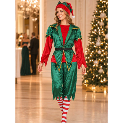 Christmas Elf Costume: Green and Red Jumpsuit