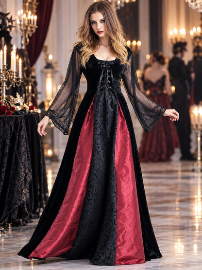 Black carnival costume dress with red inserts