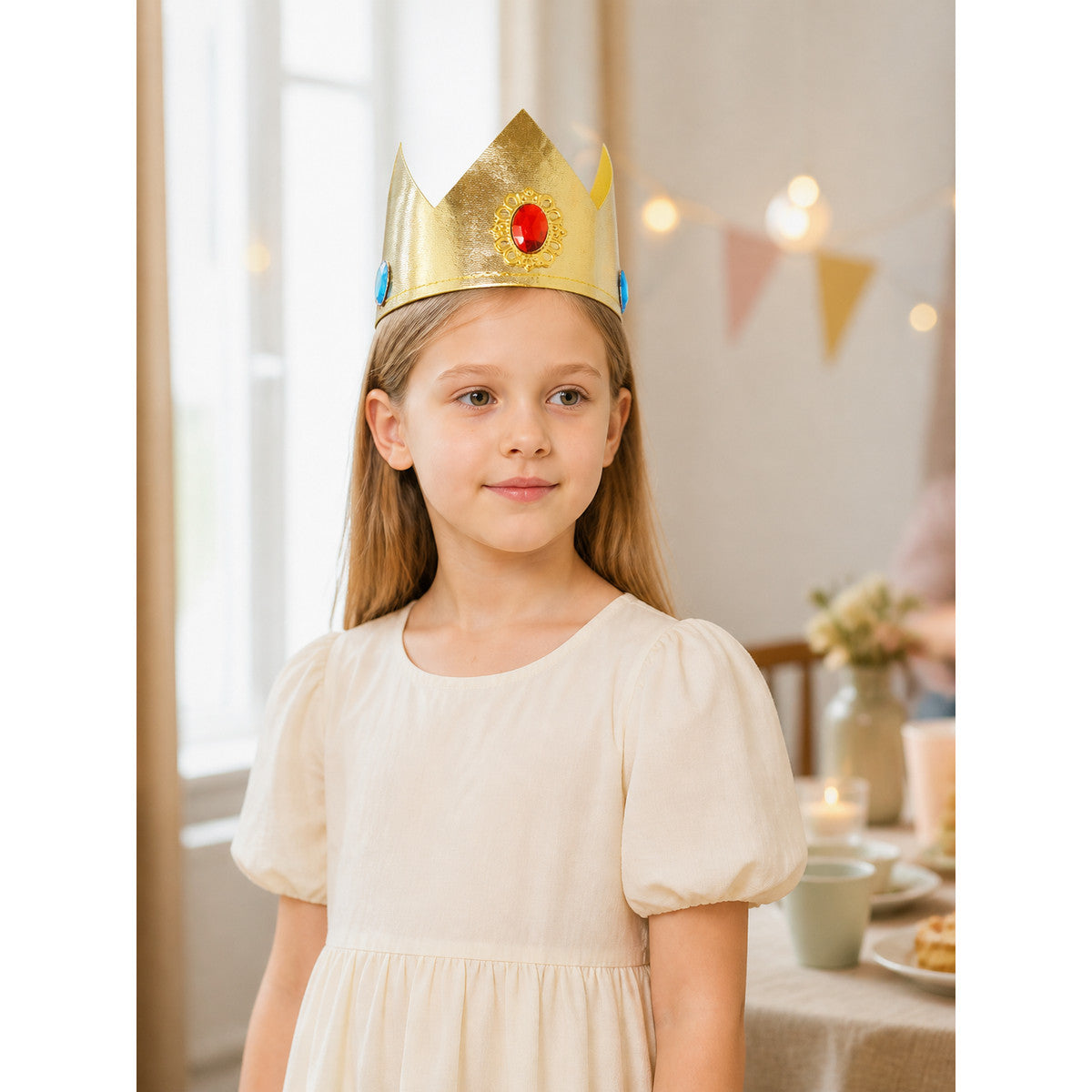 Red, Blue, and Gold Carnival Crown for Halloween lifestyle view