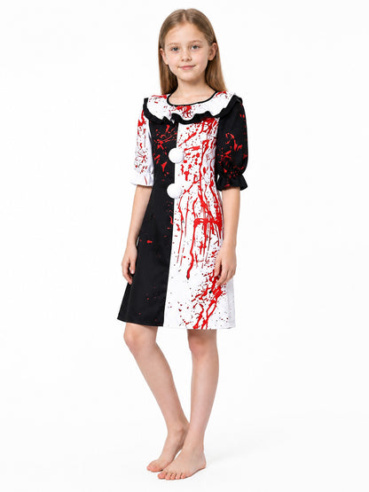 Clown Cosplay Dress with Blood Splatter