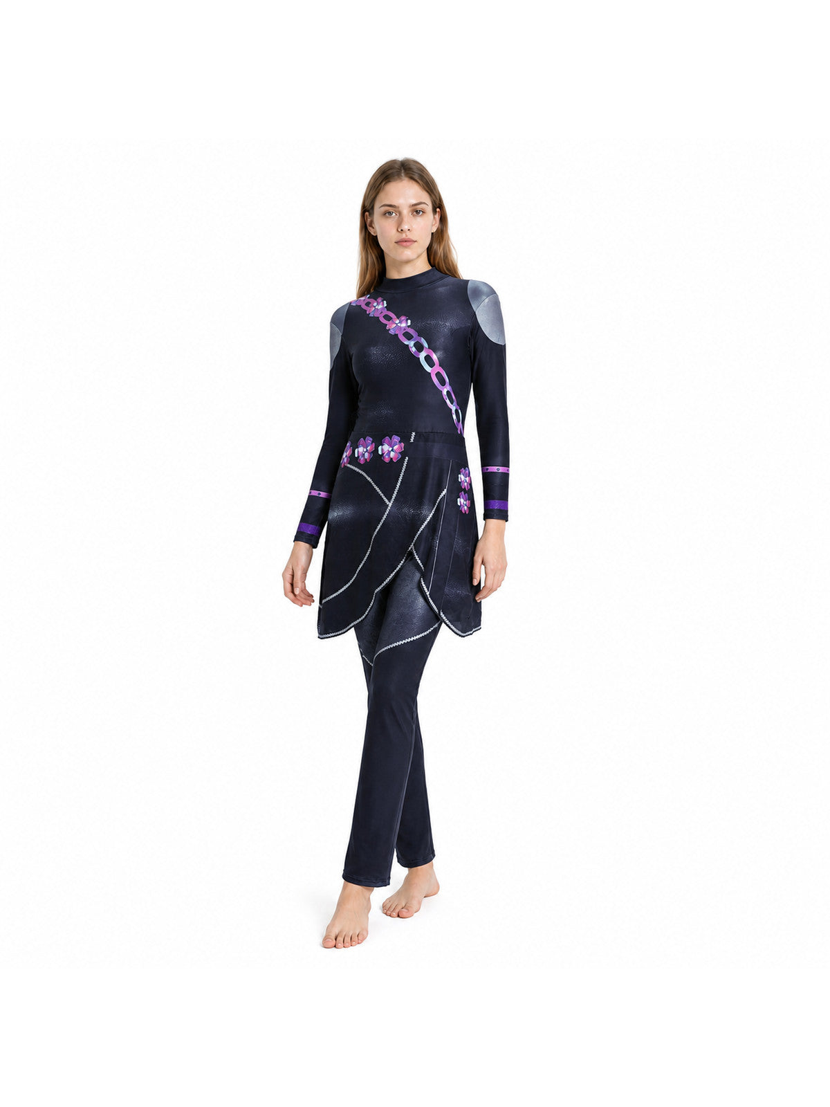 Zoe Cosplay Jumpsuit with Asymmetrical Skirt Costumes detail