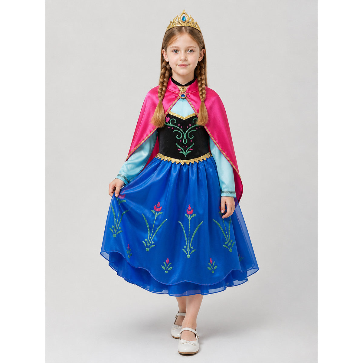 Children’s princess costume with cape, wig, and crown product detail