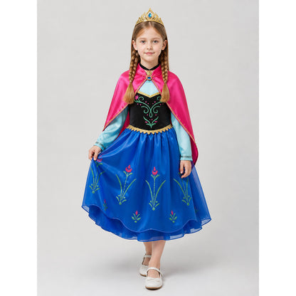 Children’s princess costume with cape, wig, and crown product detail