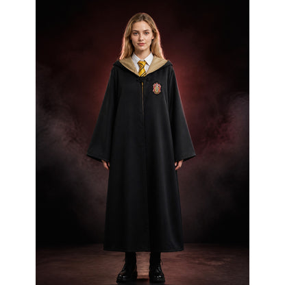 Black Hooded Wizard Robe Costume Set With Striped Tie For Halloween lifestyle