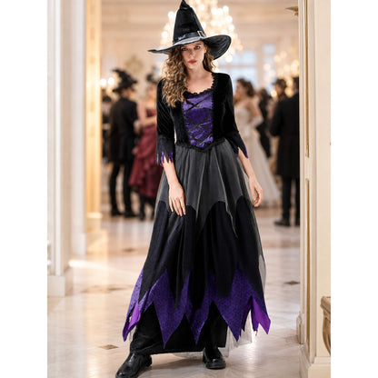 Witch Cosplay Costume with Hat and Lace