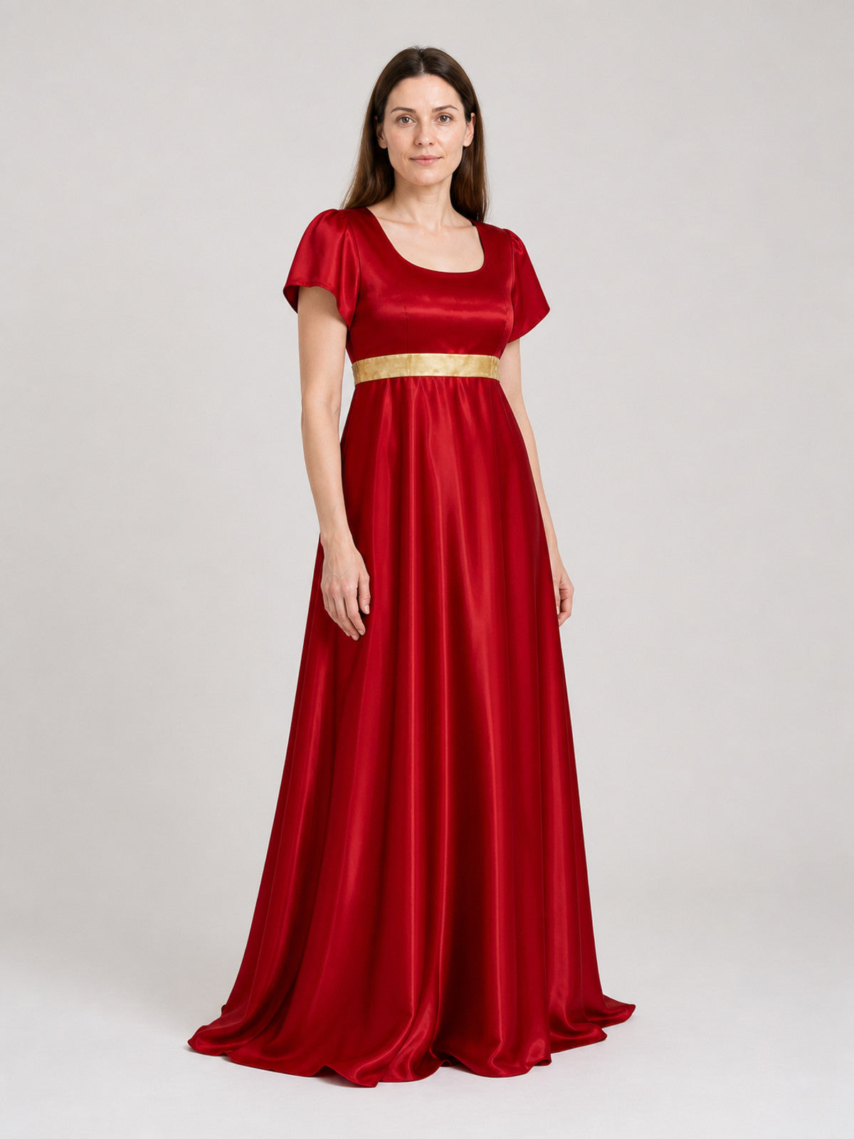 Bridgerton Cosplay Dress, Red, Long Costume Dresses detail