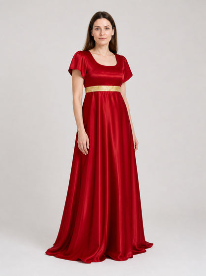 Bridgerton Cosplay Dress, Red, Long Costume Dresses detail