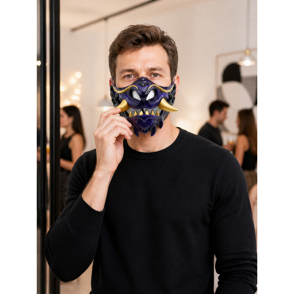 Demonic Samurai Carnival Mask for Halloween lifestyle view