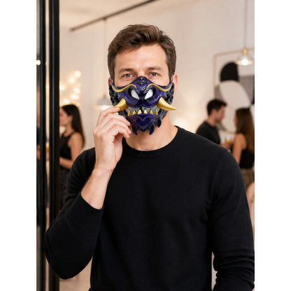 Demonic Samurai Carnival Mask for Halloween lifestyle view