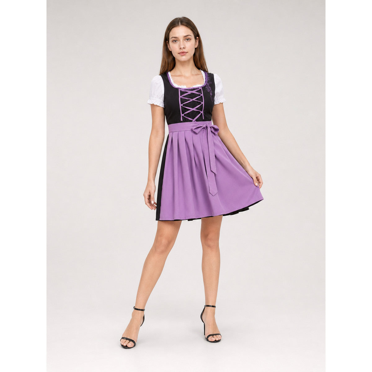 Dirndl-Style Dress with Apron and Lacing