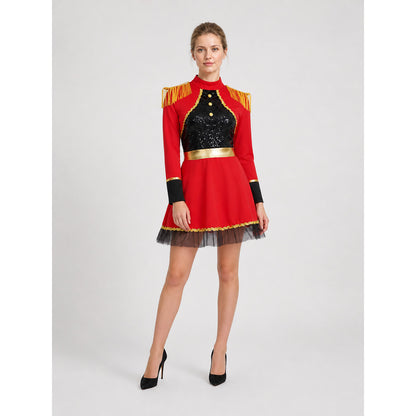 Red-and-Black Circus Ringmaster Costume with Epaulettes lifestyle