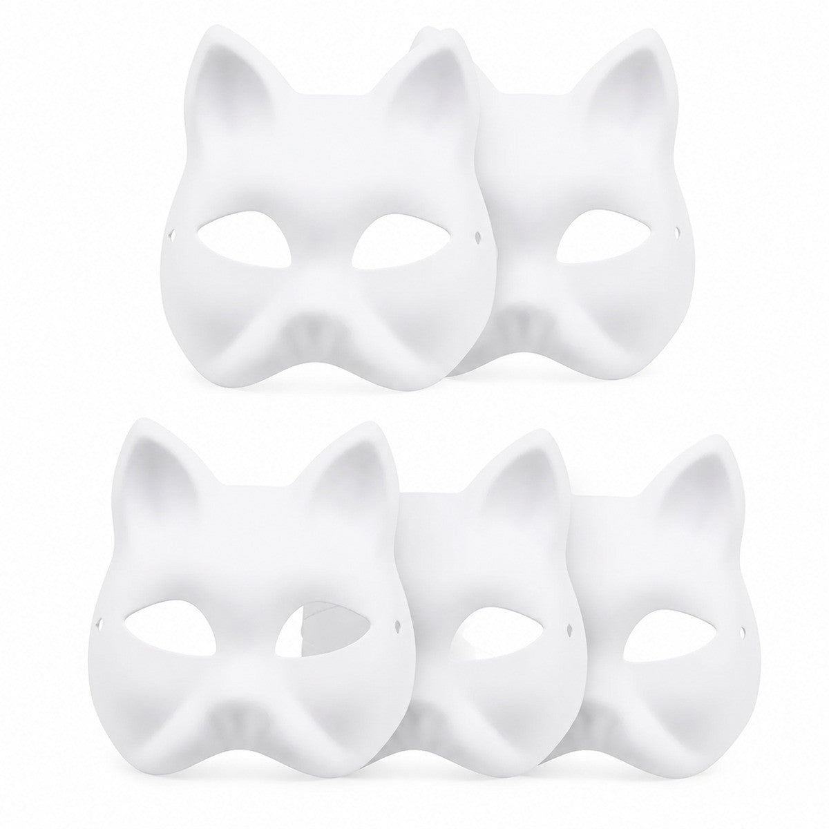 2026 DIY Paintable Plastic Blank White Mask Halloween Cosplay Half Face Mask Cat Fox Animal Costume for Party Decor Craft Prop