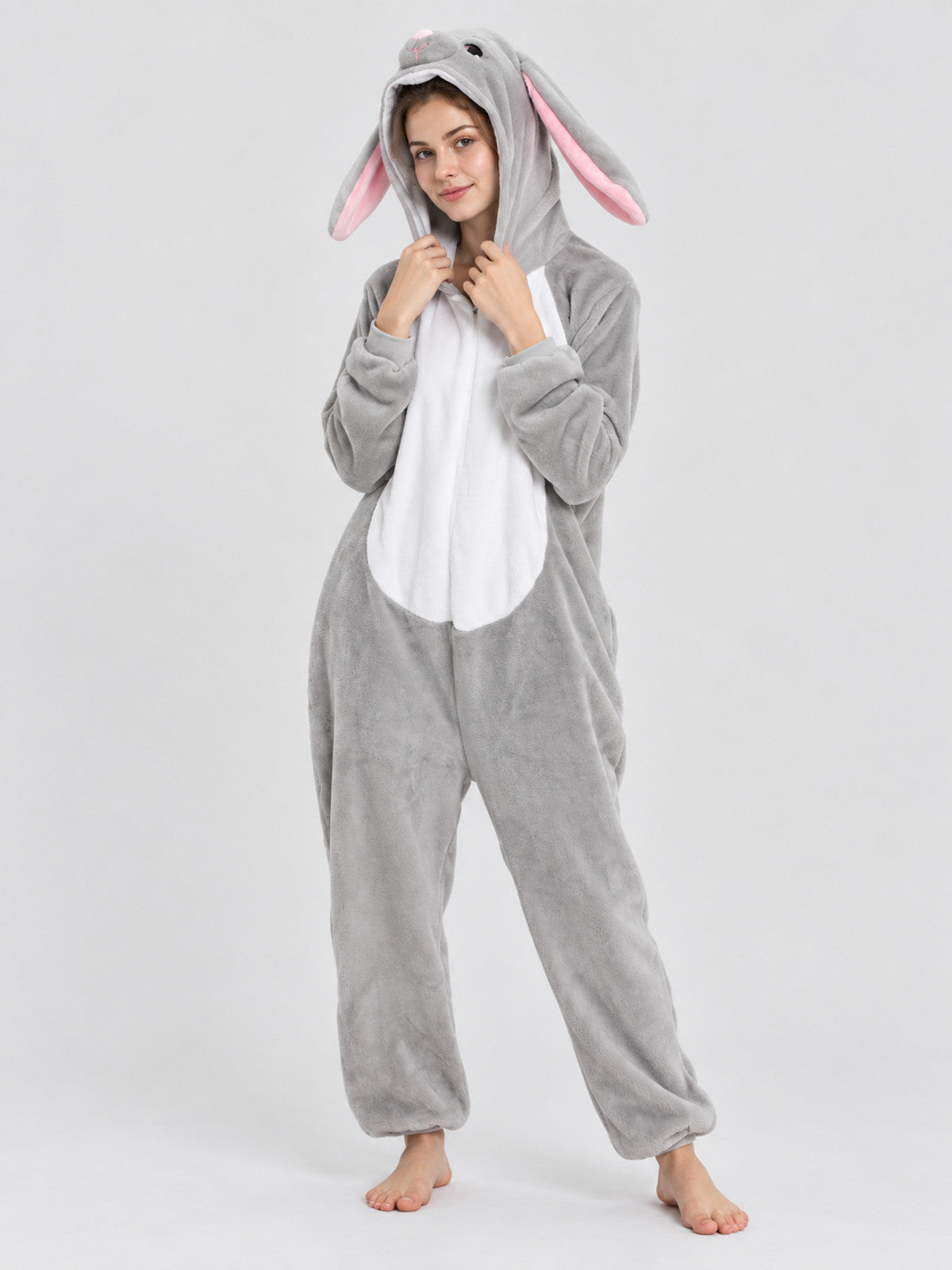 Kigurumi Pajama with Bunny Ears and White Panel
