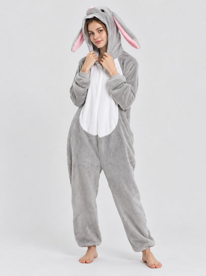 Kigurumi Pajama with Bunny Ears and White Panel
