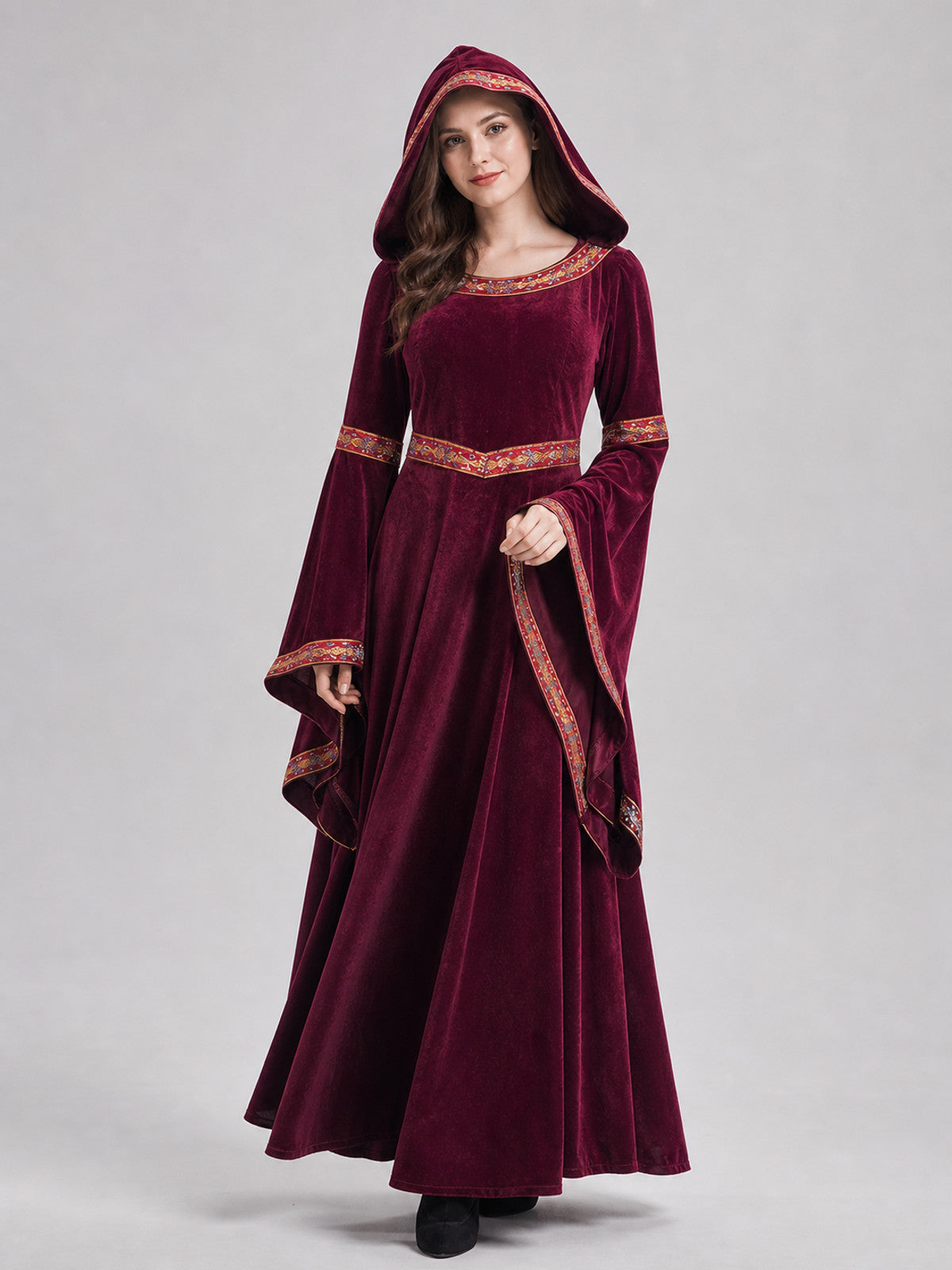 Burgundy Hooded Costume Robe Costumes detail