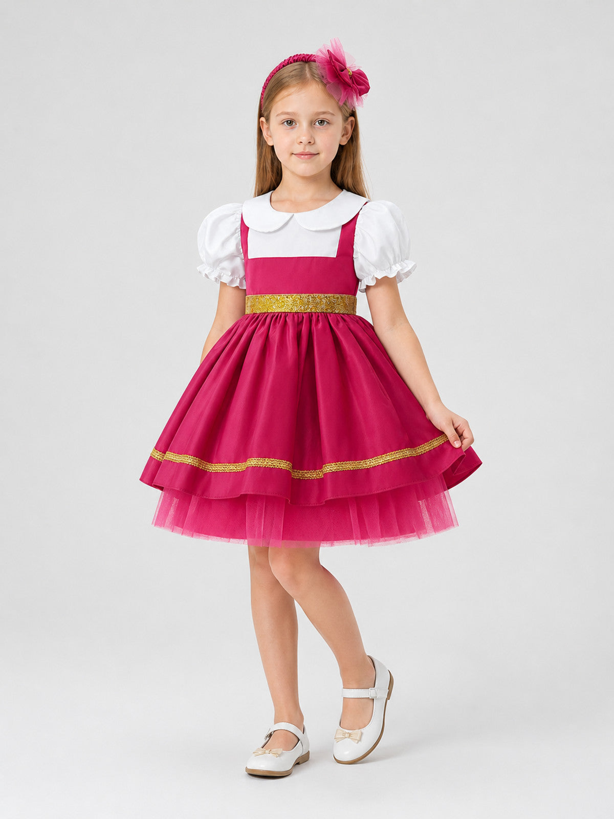 Children's Full Skirt Dress with Sequins and Headband Costume Dresses detail