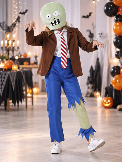 Adult Vampire Costume with Green Head Mask