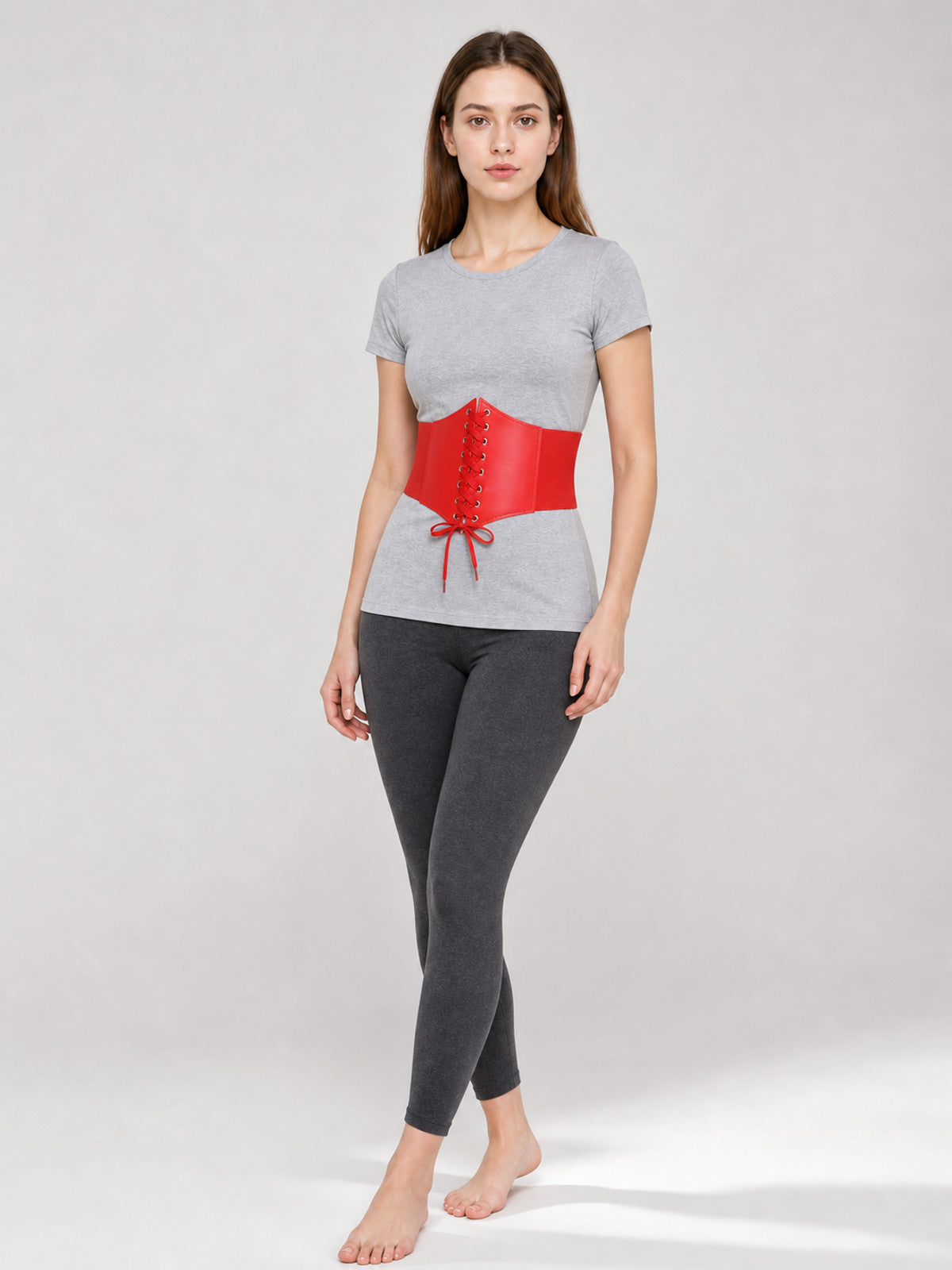 Red Lace-Up Corset Belt for Dresses and Outfits