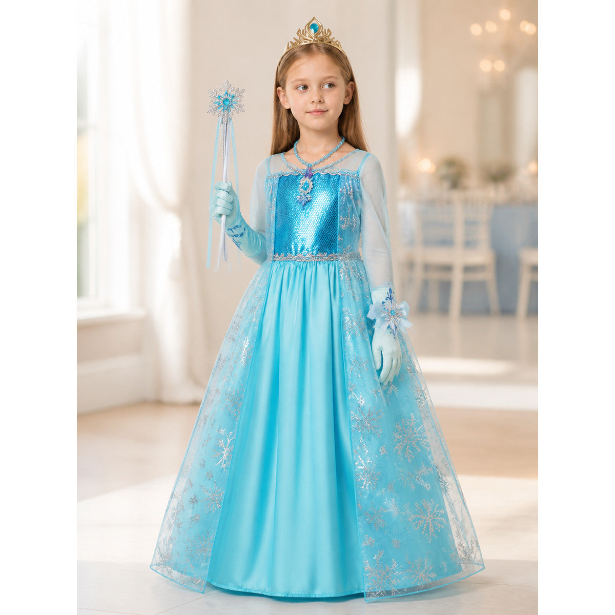 Snow Queen Costume for Girls for Halloween and Cosplay lifestyle view
