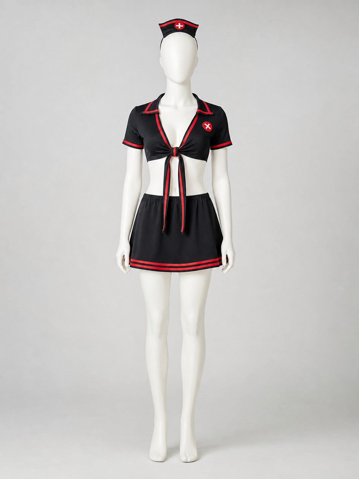 Black Medical Staff Costume with Red Trim