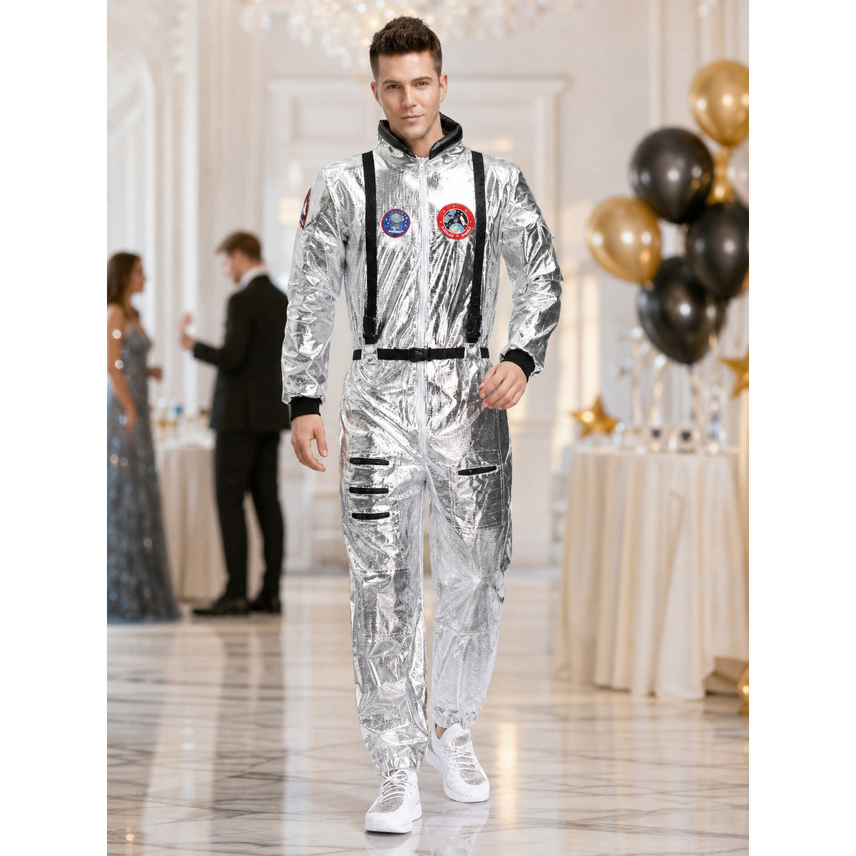 Astronaut Costume, Silver Cosplay Jumpsuit